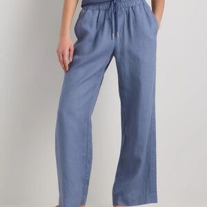 NWOT Quince Relaxed Wide-Leg Linen-Blend Pants in Dusty Blue